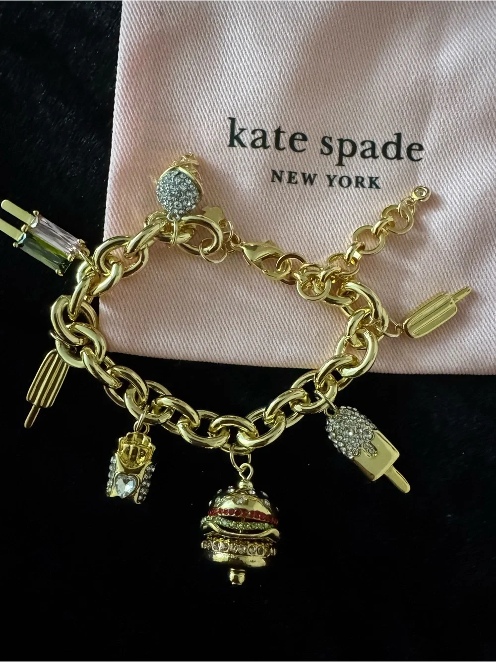 kate spade New York Gold Tone Fast food charm Bracelet - Gold tone